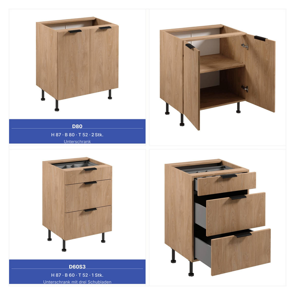 WINKELKÜCHE 385 x 285 cm - Sorento KS11-M385 - in Sonoma Eiche - Schwarz/Sonoma Eiche, Holz/Metall (670/247/58cm)