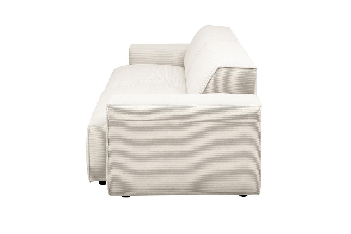 SOFA RANI Weiß Cord - Schwarz/Weiß, Kunststoff/Textil (256/71/101cm) - KAWOLA