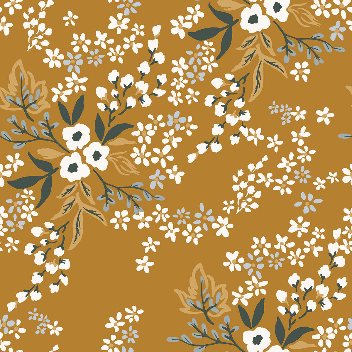 VLIESTAPETE Braylynn Blumen50 cm x 10 m, ocker/gelb - Braun, Papier (50/1000cm) - Lilipinso