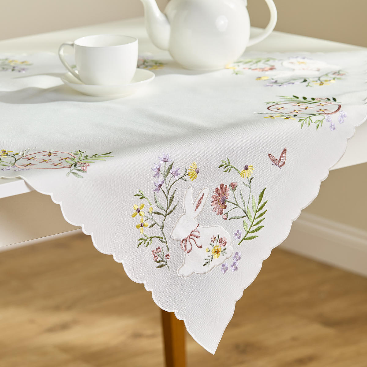 TISCHDECKE Lapique - Weiß, Textil (80/80/1cm) - home&you