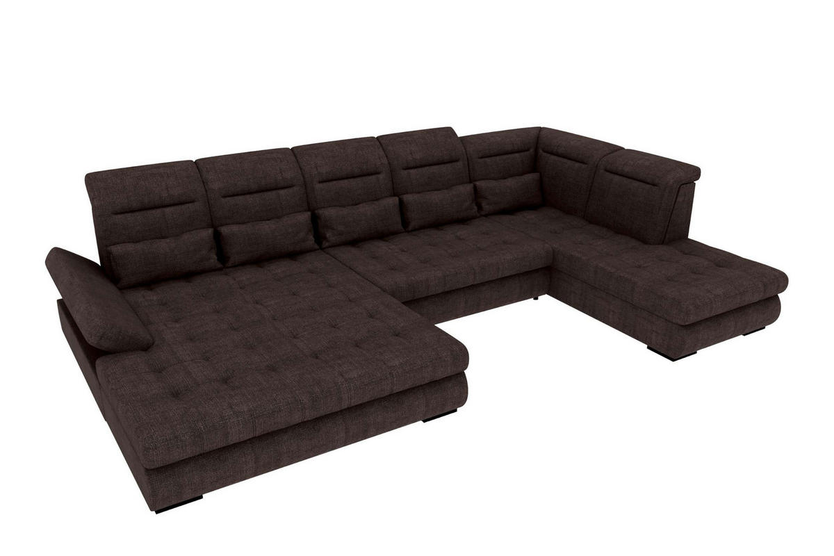 WOHNLANDSCHAFT Toscana Velours inkl. Schlaffunktion - Braun, Textil (208/87/358cm) - 99rooms
