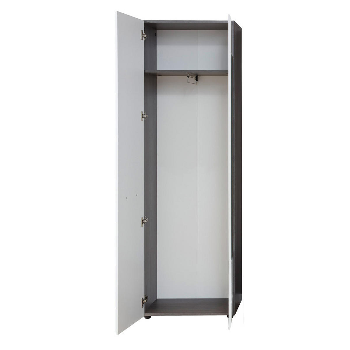 KLEIDERSCHRANK weiß hochglanz - Silberfarben, Holzwerkstoff (60/191/35cm) - ebuy24