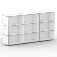 AKTENSCHRANK Büro, 9 offene Fächer, Breite 227 cm, Signalweiß - Chromfarben/Weiß, Metall (40/118/227.2cm) - Versee