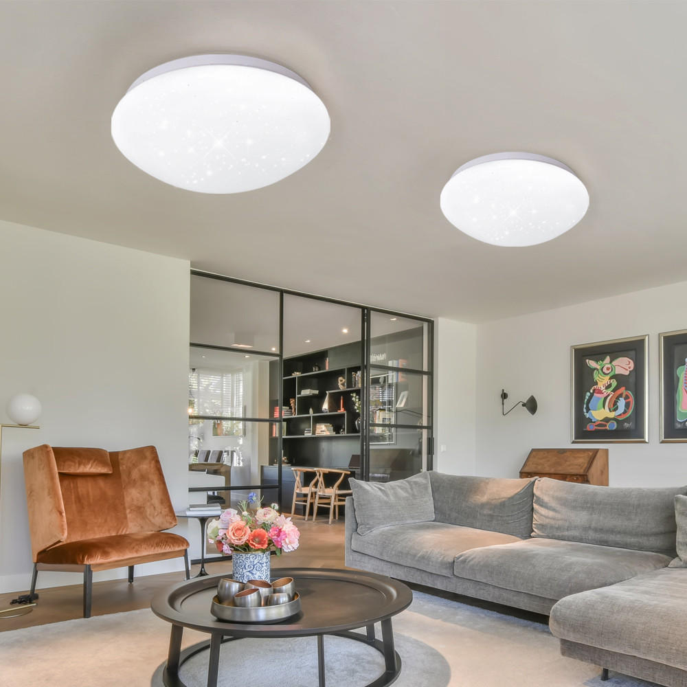 LED DECKENLEUCHTE Sternenhimmel Weiß 2er Set - Weiß, Metall (26/26/9.5cm)