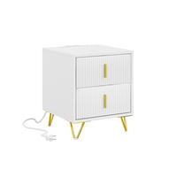 NACHTTISCH mit Schubladen und Steckdosen FBT115-E-W - Ahornfarben, Fell (40/47/40cm) - SoBuy
