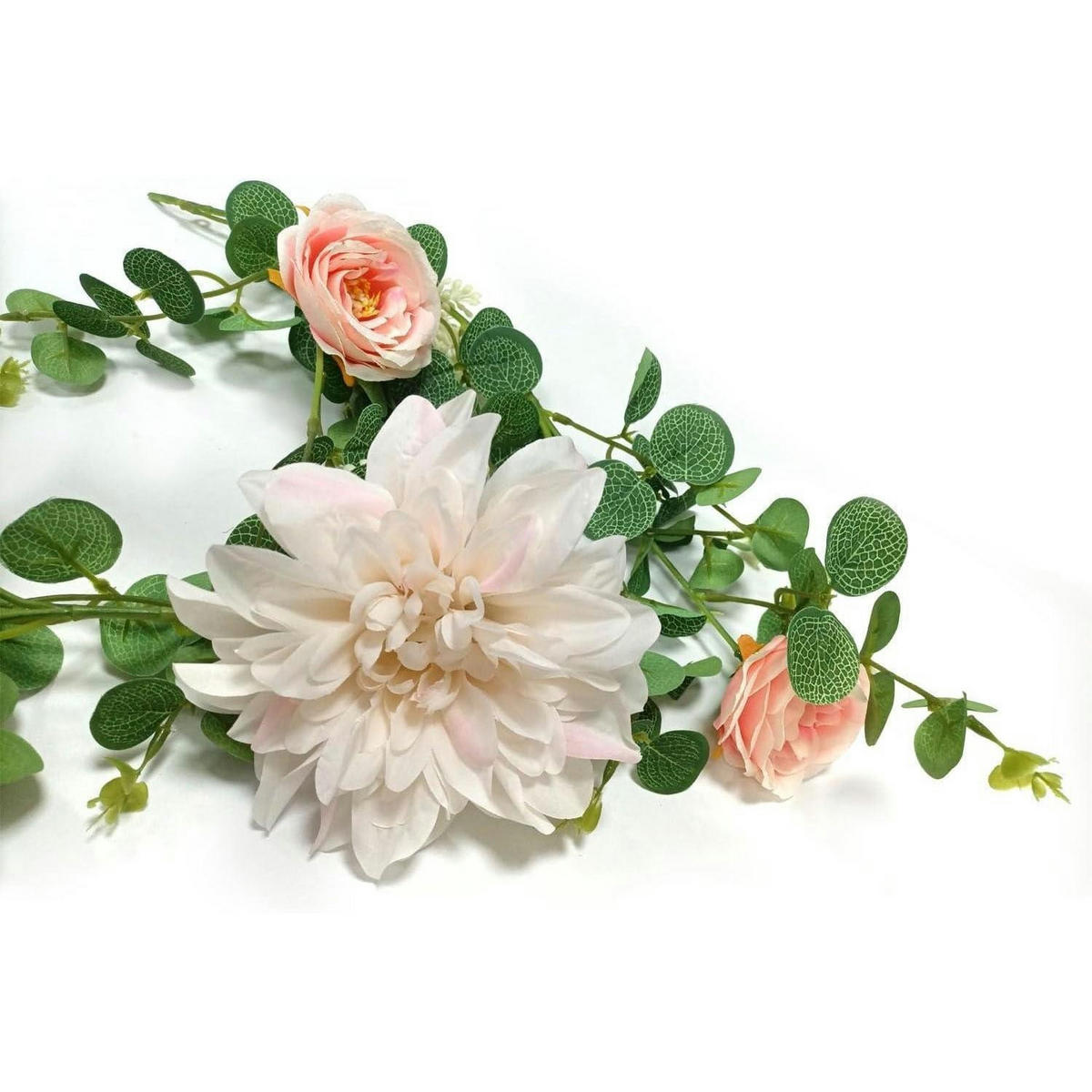 BLUMENGIRLANDE 190 cm Grün Rosa - Rosa, Kunststoff (10cm)