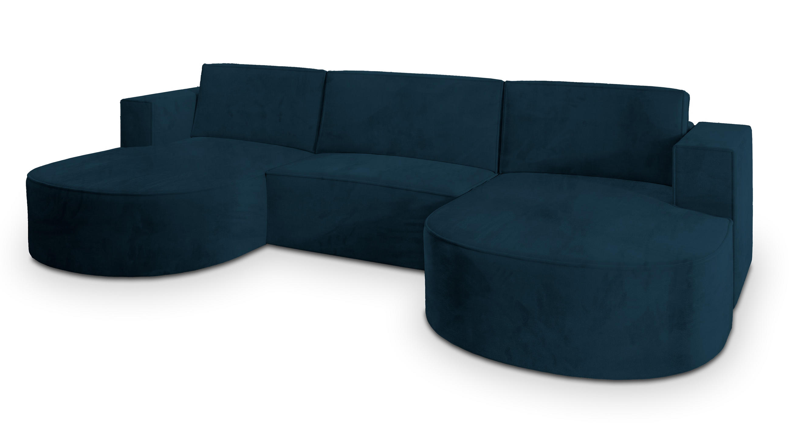 ROHOVÁ SEDAČKA VEZZO modrá - šedá/modrá, dřevo/textil (347/174cm) - MASSENO