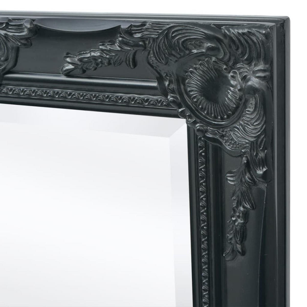 WANDSPIEGEL IM BAROCK-STIL 100X50 CM SCHWARZ - Schwarz, Holz (50/1/100cm) - vidaXL