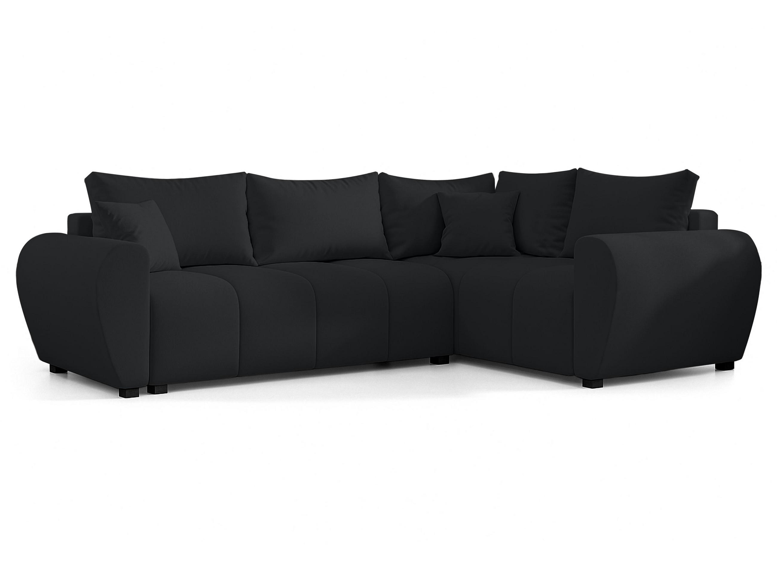 ECKSOFA L Form Malatya MAX Schwarz 246/145/82 cm stilvolle mit Schlaffunktion R - Schwarz, Kunststoff/Textil (235/175cm) - AX Living