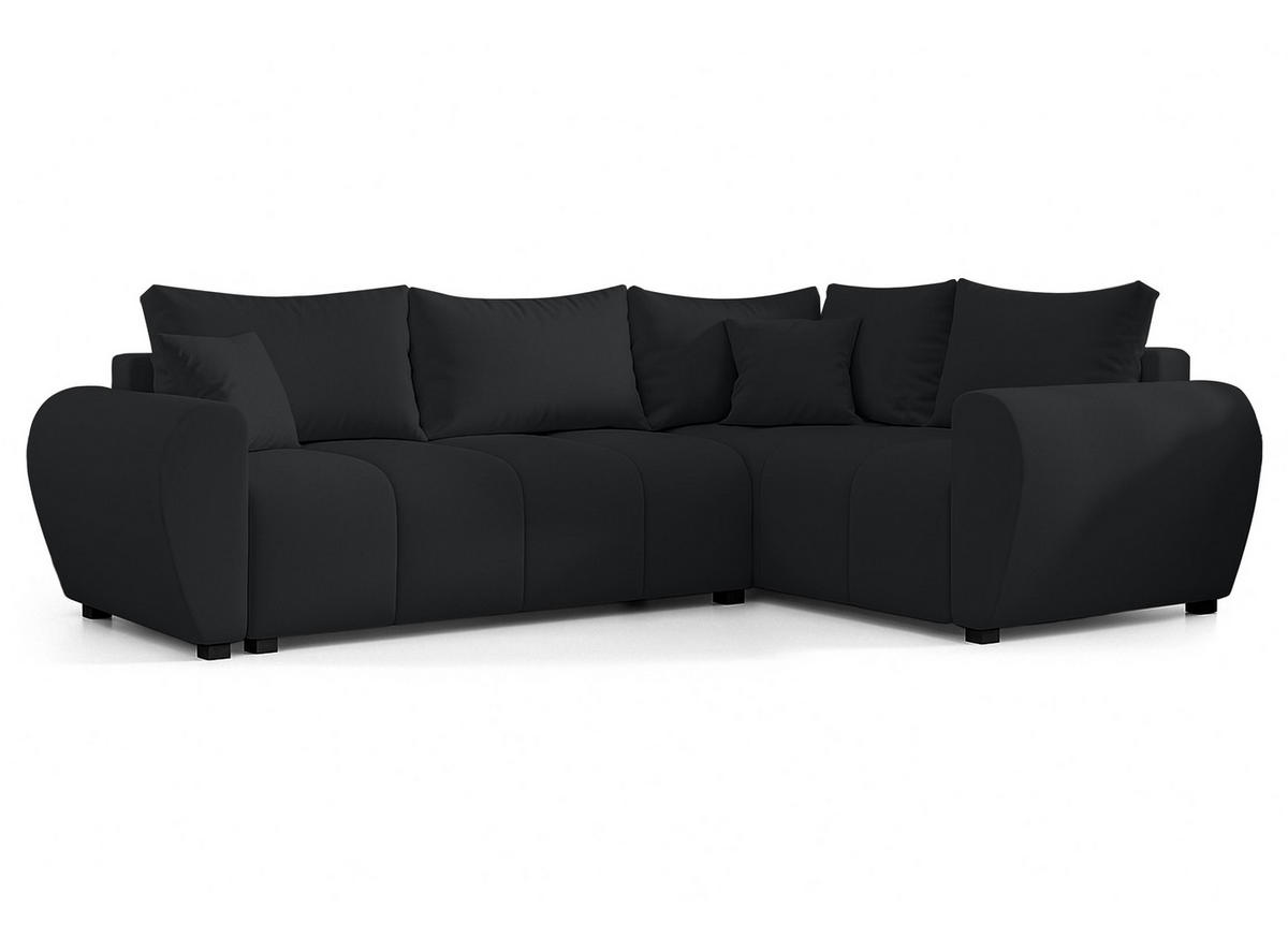 ECKSOFA L Form Malatya MAX Schwarz 246/145/82 cm stilvolle mit Schlaffunktion R - Schwarz, Kunststoff/Textil (235/175cm) - AX Living