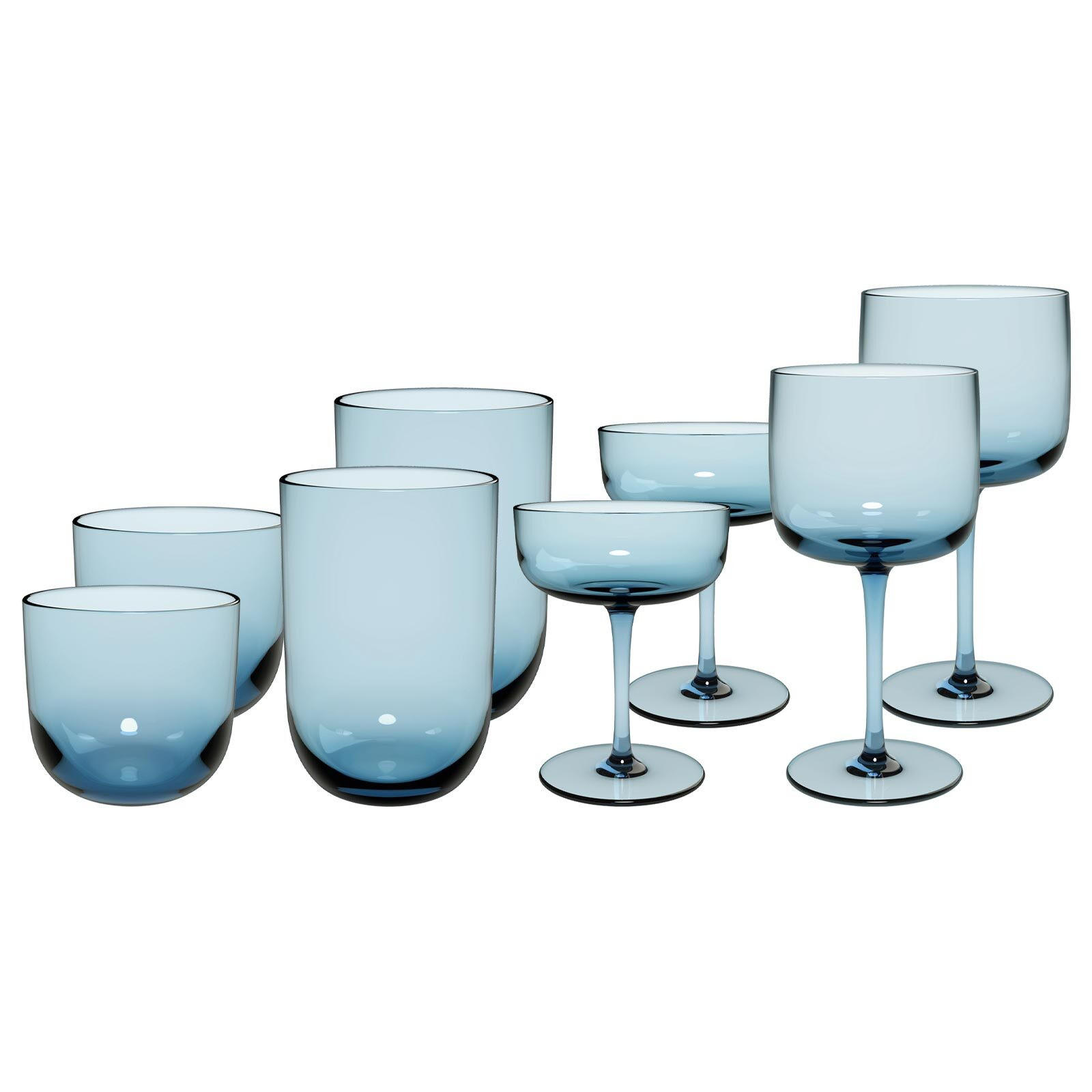 KOMPLETT-GLÄSER-SET Like Glass Ice 8er Set - Blau, Glas - like.Villeroy & Boch