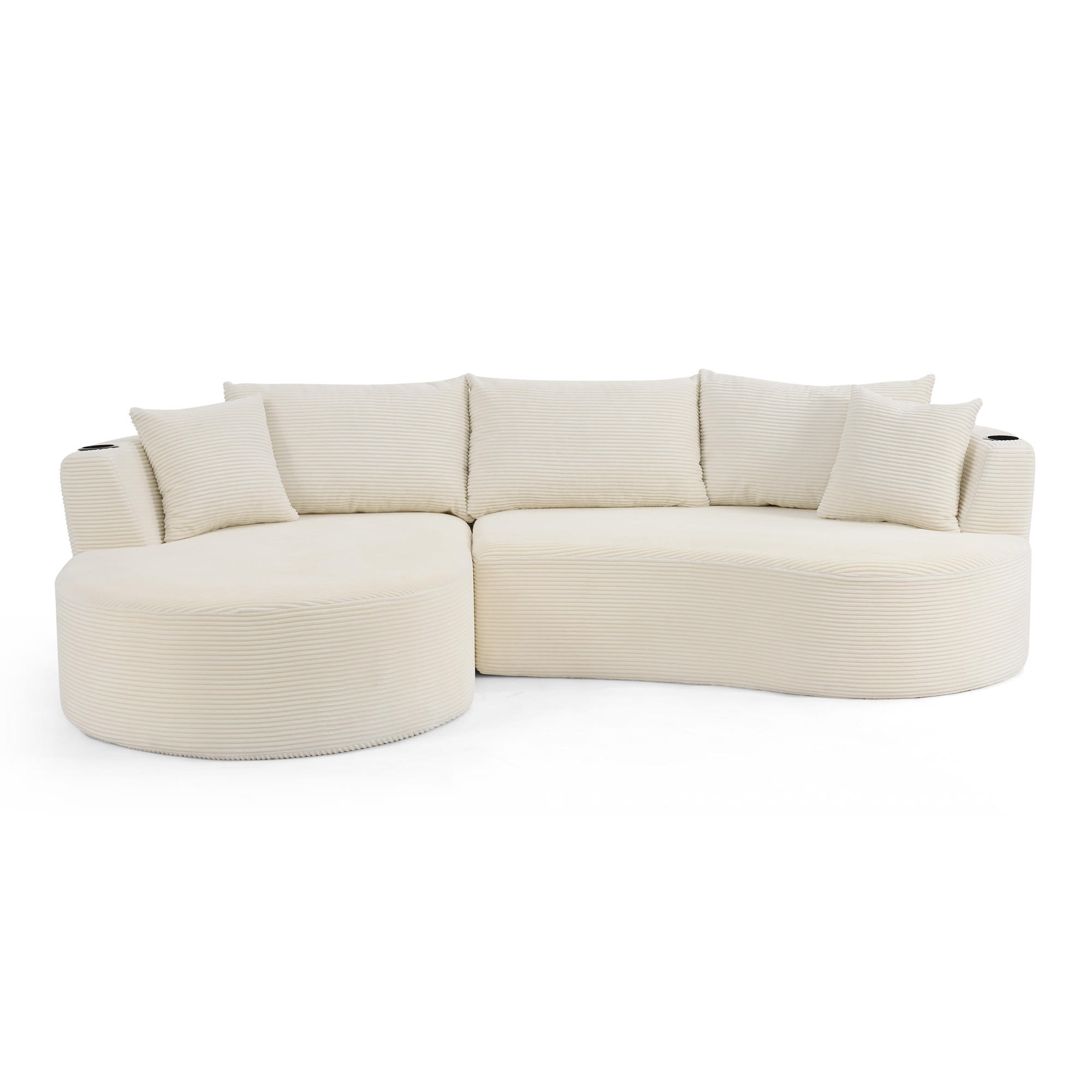 ECKSOFA 264/168/76 cm Beige mit Getränkehalter (Linke Seite) - Beige, Textil (264/168cm) - Oxeza