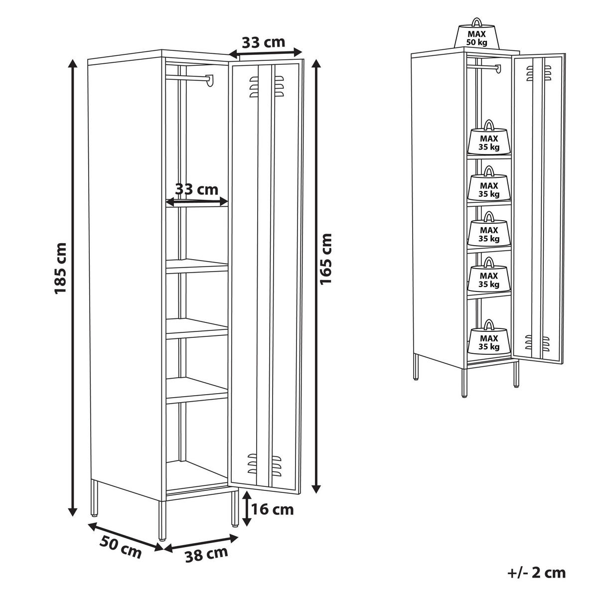 BÜROSCHRANK Metall Goldbraun Frome - Goldfarben/Braun, Metall (38/185/50cm) - Beliani