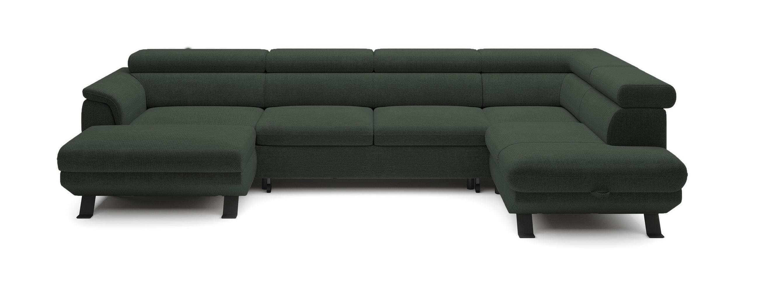 ECKSCHLAFSOFA Raven XL, Verstellbaren Kopfstützen, Bettkasten, Großes Sofa 334x198x162cm Rechte, Wald - Waldgrün, Holz/Textil (334/198cm) - DomoHome