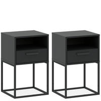 NACHTTISCH RECTUS 2-er Set - Anthrazit/Schwarz, Holzwerkstoff (40/65/39cm) - KONSIMO®