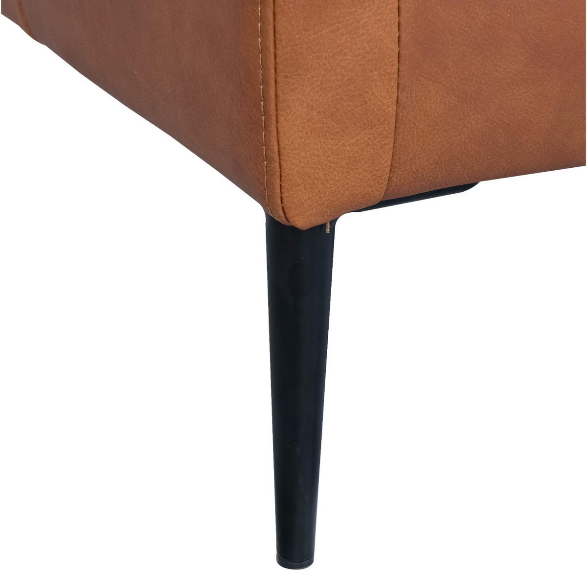 ZWEISITZER-SOFA Echtleder Cognac Braun - Schwarz/Braun, Leder/Metall (157/83/88cm) - Furnhouse