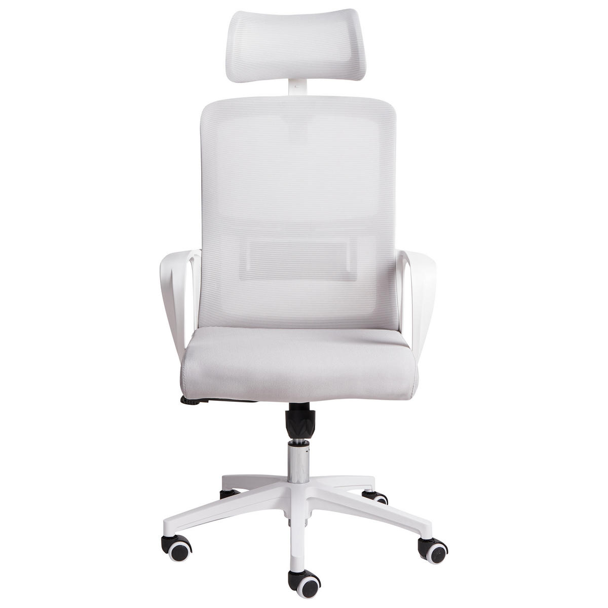 BÜROSTUHL Hellgrau Monarch - Hellgrau/Weiß, Textil (46/110/62cm) - Beliani