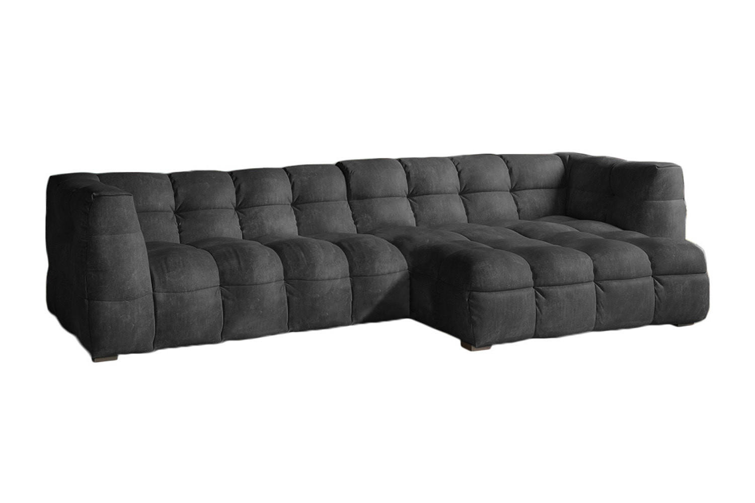 ECKSOFA RIO Anthrazit Velvet - Anthrazit/Schwarz, Textil (319/170cm) - KAWOLA