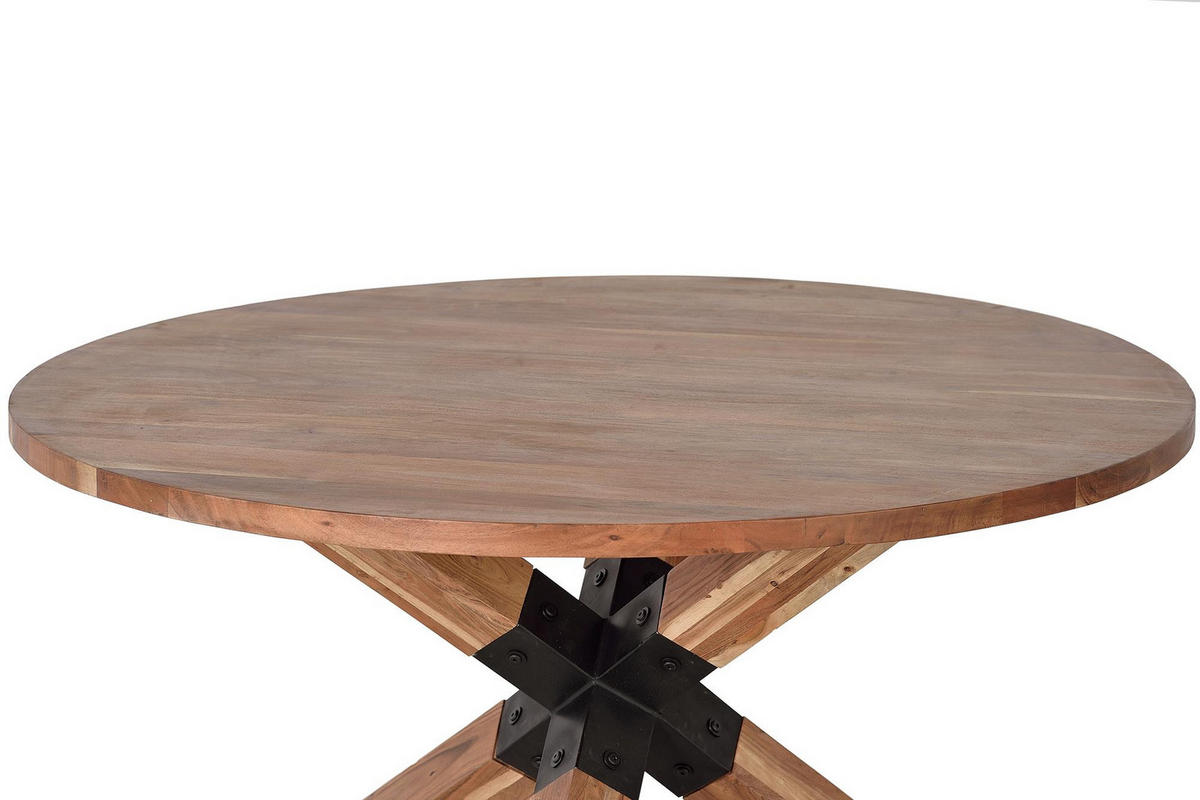 ESSTISCH aus natürlichem Akazienholz und schwarzen Metallbeinen - Braun, Holz (150/150/76cm) - Giner y Colomer