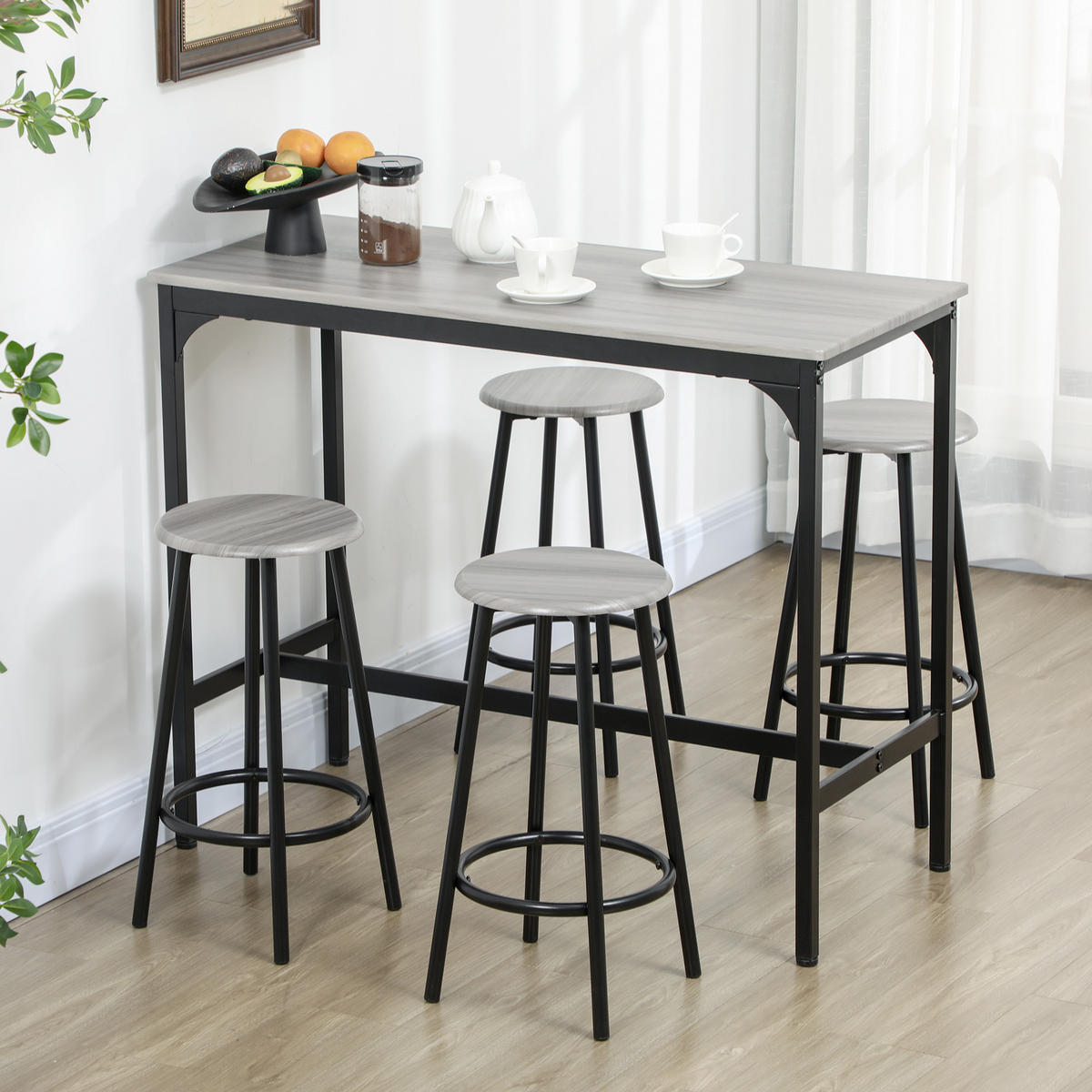 BAR-SET Grau 110.0/50.0/89.5cm - Grau, Holzwerkstoff (50/89.5/110cm)