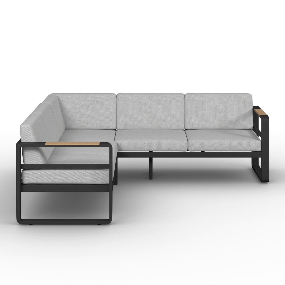 DINING-LOUNGESET Aruba Hellgr. /Schwarz Outdoorstoff/Metall - Hellgrau, Metall - Bessagi Garden
