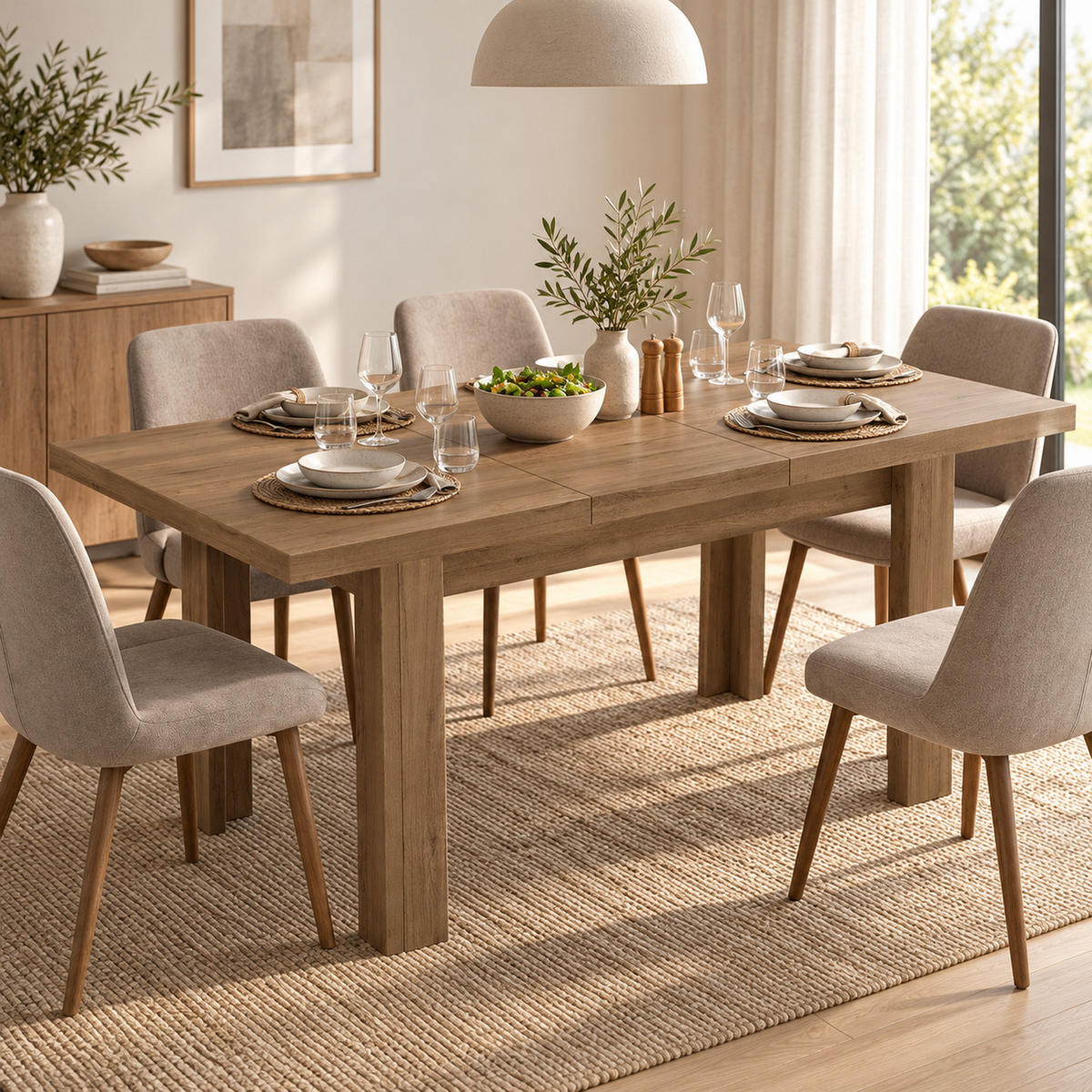 ESSTISCH ausziehbar 120-160 x 80 x 75,5 cm Eiche Lefkas - Eichefarben, Holzwerkstoff (80/120/75.5cm) - Koseto