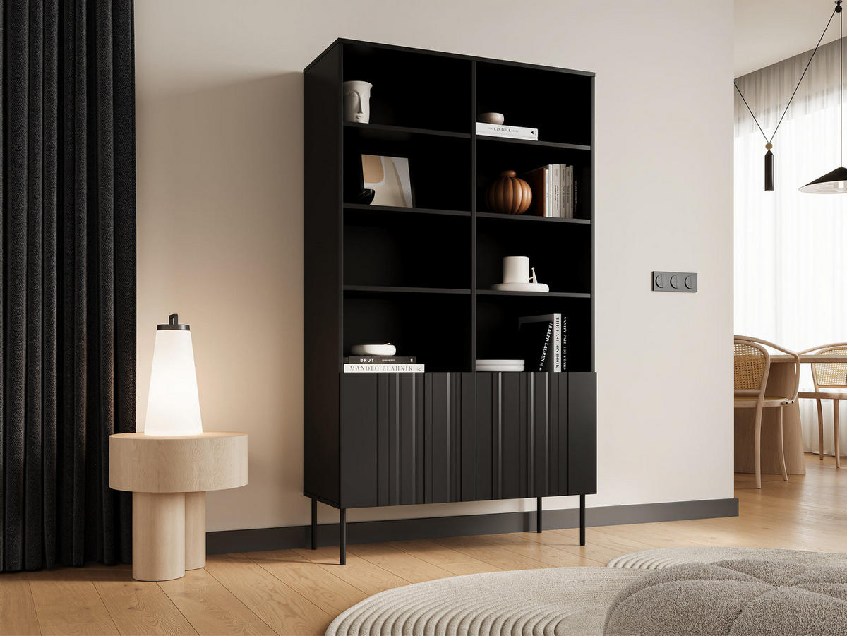 STANDREGAL Isla 100 2D - Schwarz, Holzwerkstoff/Metall (101/175/40cm) - MIRJAN24