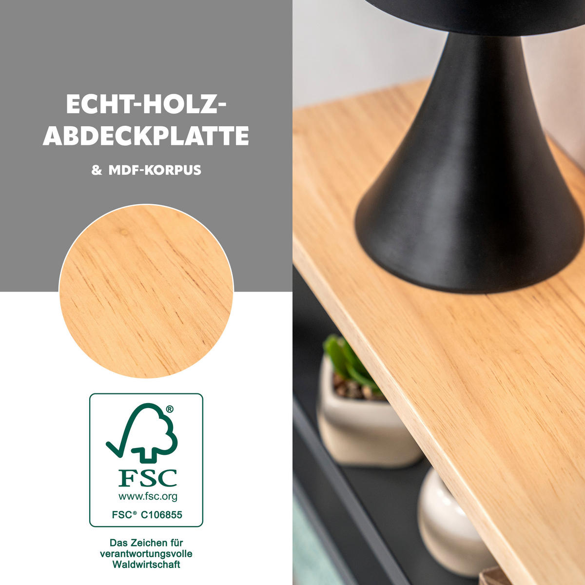 Grau, Holz (50/79/15cm) - eluno