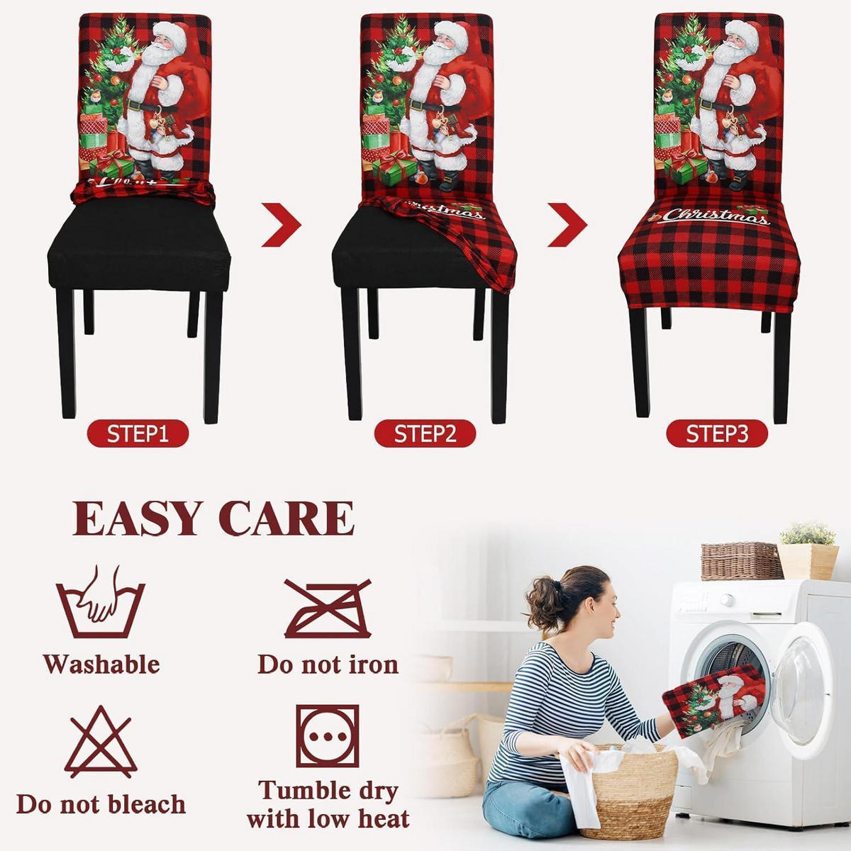STUHLHUSSEN Weihnachten 6er Set Schachbrettmuster - Multicolor, Textil (20/26cm)