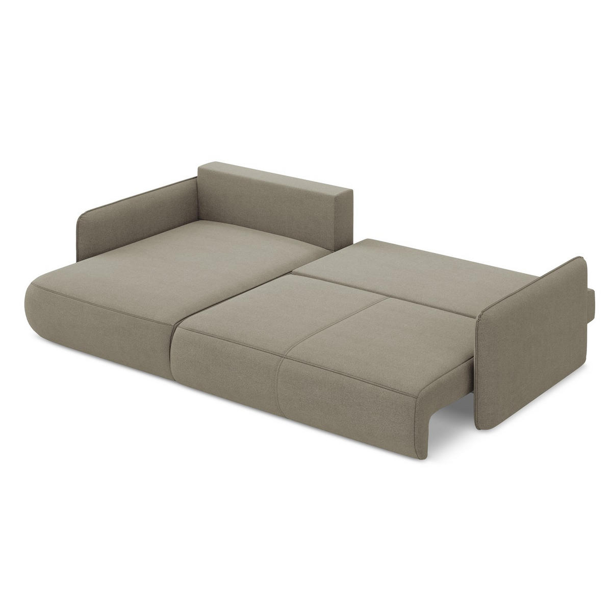 ECKSOFA mit Schlaffunktion Strukturstoff Stoff Beige - Beige/Schwarz, Kunststoff/Textil (148/240cm) - LaMiaSofa