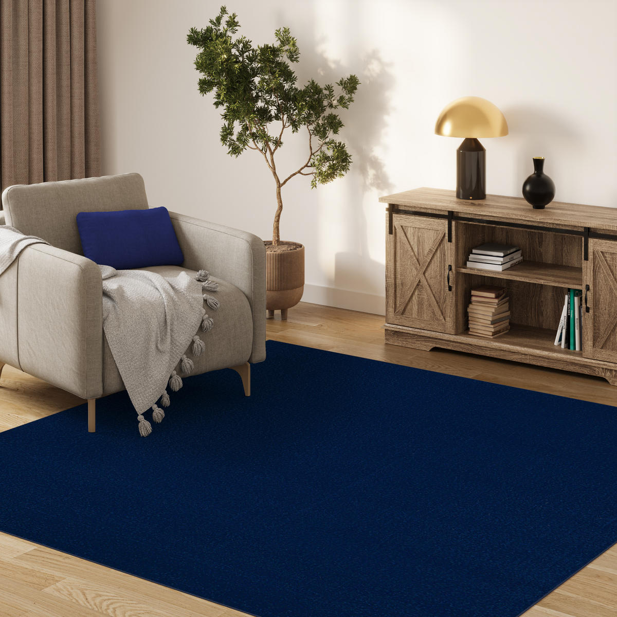 TEPPICH MONO SQUARE Dunkelblau 200/200 cm - Dunkelblau, Kunststoff (200/200cm) - Tapiso