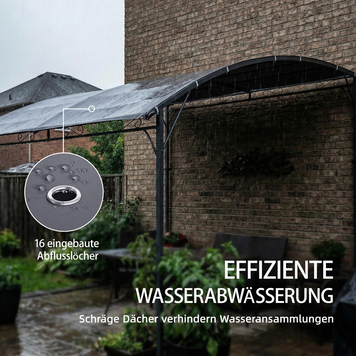 PERGOLA Polyester Metall Grau - Dunkelgrau/Grau, Metall (286/252/384cm) - Outsunny