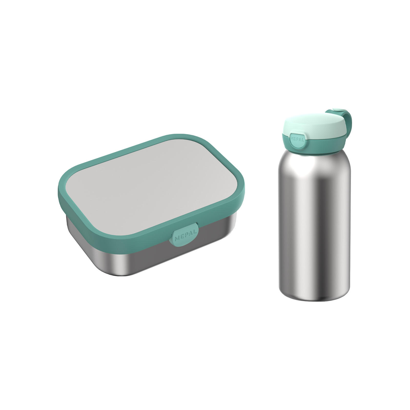 EDELSTAHL-LUNCHSET Campus Cool Mint 2er Set - Mintgrün, Kunststoff/Metall (2/2/2cm) - Mepal