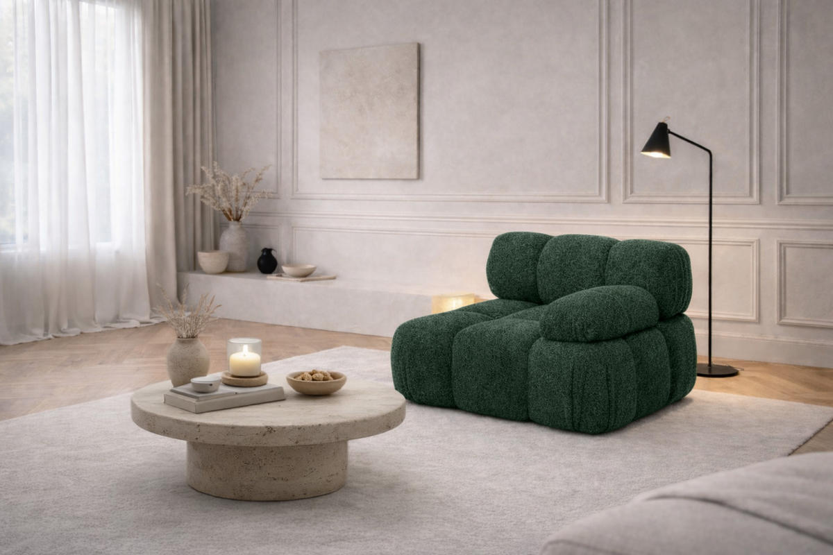 MODUL Seitlich, Für Modulares System, Stoff Abriamo, Dunkelgrün, Rechts, Selia - Dunkelgrün, Holz (95/70/95cm) - Kaiser Möbel