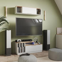 LOWBOARD Betti Weiß/Sonoma 120 x 49.9 cm mit 1 Tür - Weiß/Sonoma Eiche, Holzwerkstoff (120/49.9/40cm) - Vicco