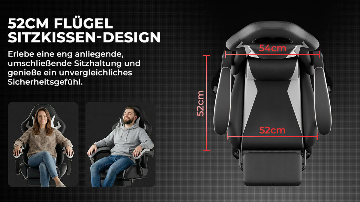 GAMINGSTUHL Schwarz-Weiß 58,5/63/120,5 cm - Schwarz, Metall (58.5/120.5/63cm) - PANGIVO