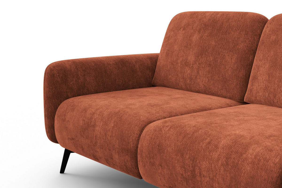 SOFA FEBE 2-Sitzer, rostroter Chenille-Stoff - Rostfarben/Schwarz, Holz/Textil (160/82/96cm) - Wozimo