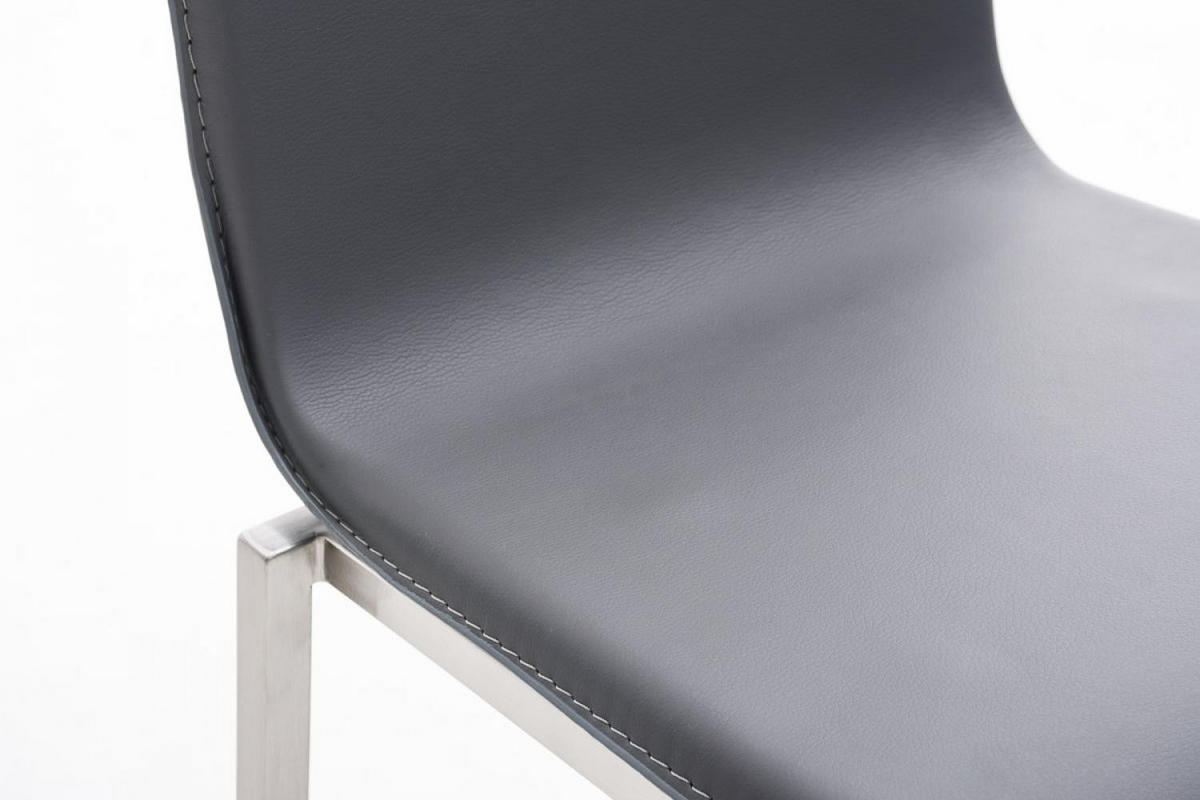 BARHOCKER Lederlook grau - Edelstahlfarben/Grau, Textil/Metall (43/103/51cm) - CLP