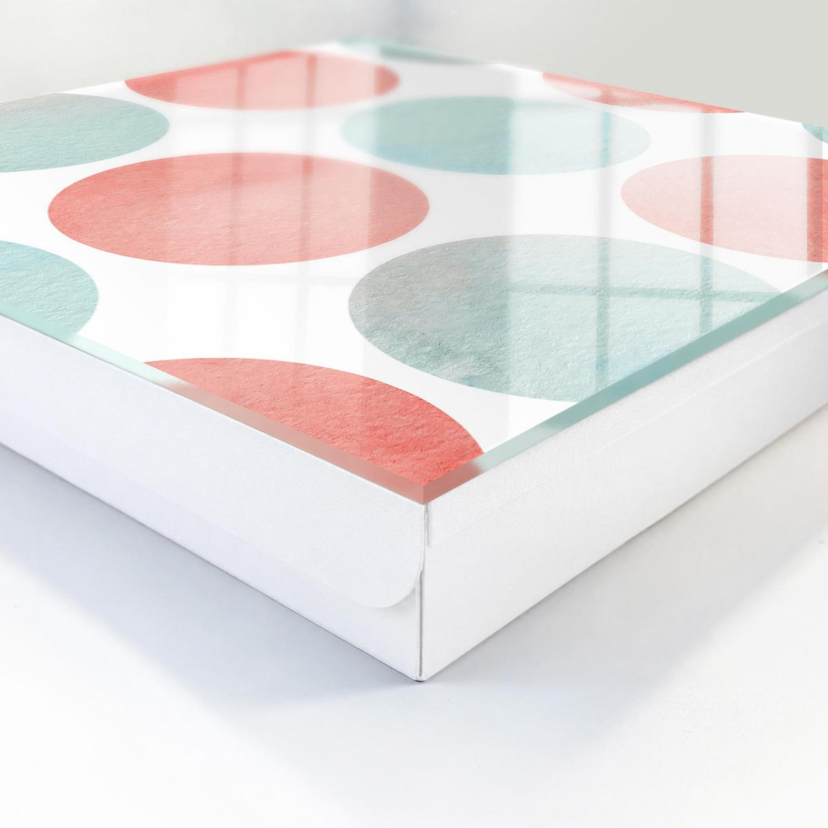SCHLÜSSELBOX Weiß 30x30 cm – Türöffnung nach rechts - Pastellkreise - Weiß, Metall (30/30/5cm) - TULUP