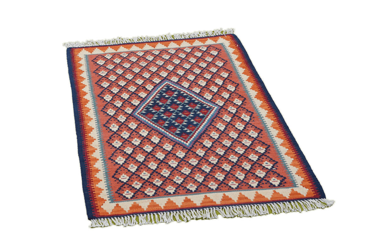 HANDWEBTEPPICH Kelim Senneh Rot 85/62 cm Schurwolle - Rot, Textil (62/85cm) - Looma