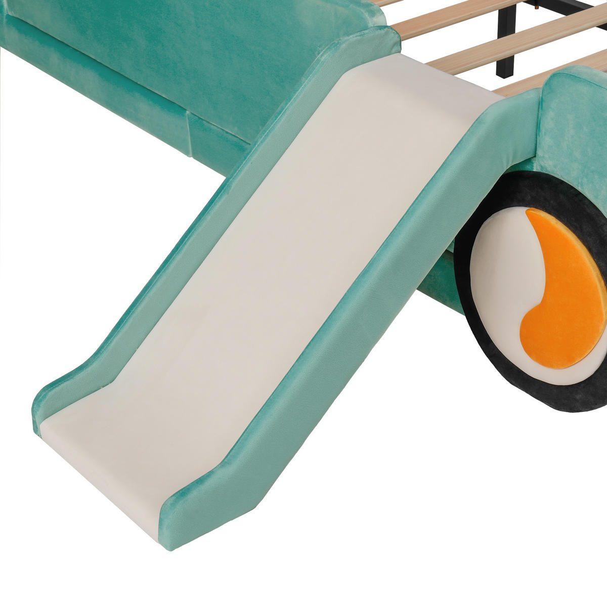 AUTOBETT 140/200 cm DE-32720 mit Rutsche und Treppe Blaugrün - Grün, Holzwerkstoff (140/200cm) - ComfortXL