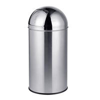 MÜLLEIMER Silber Edelstahl Push-Deckel 50 l - Silberfarben, Metall (35/75/35cm) - Relaxdays