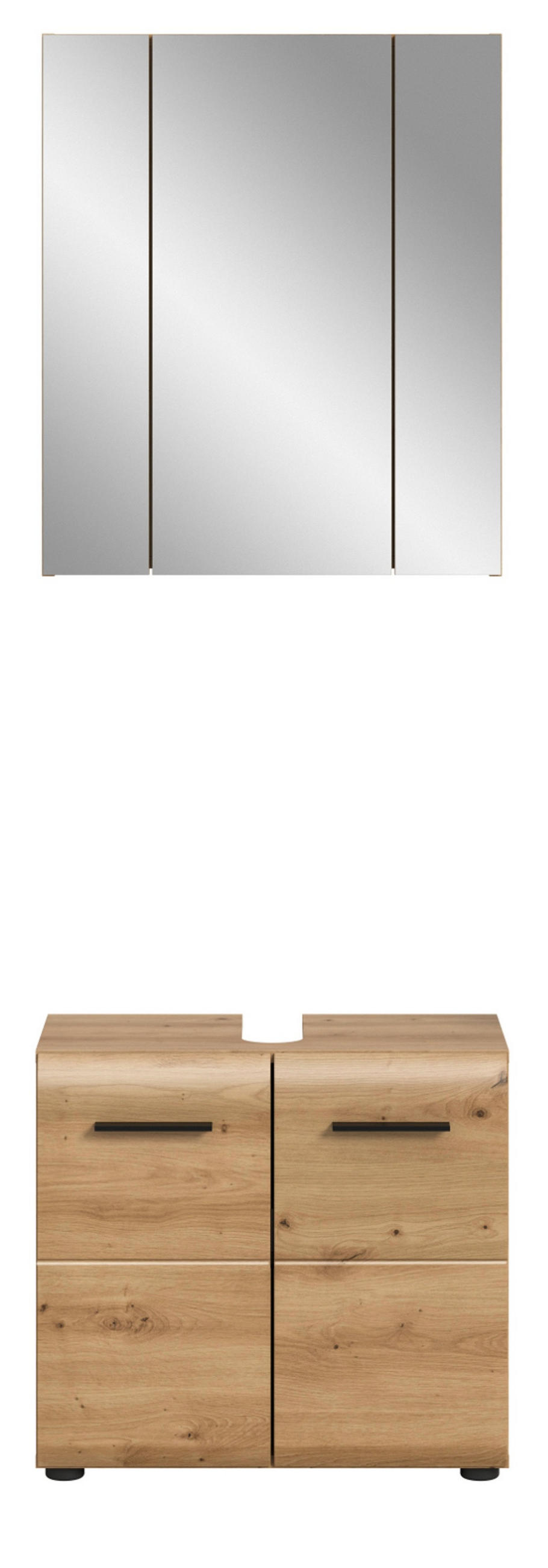 BADMÖBEL SET 2-teilig in Artisan Eiche, Badkombination 60 x 185 cm, Cover - Schwarz/Eiche Artisan, Glas/Holzwerkstoff (60/185/30cm) - Inn.Furn