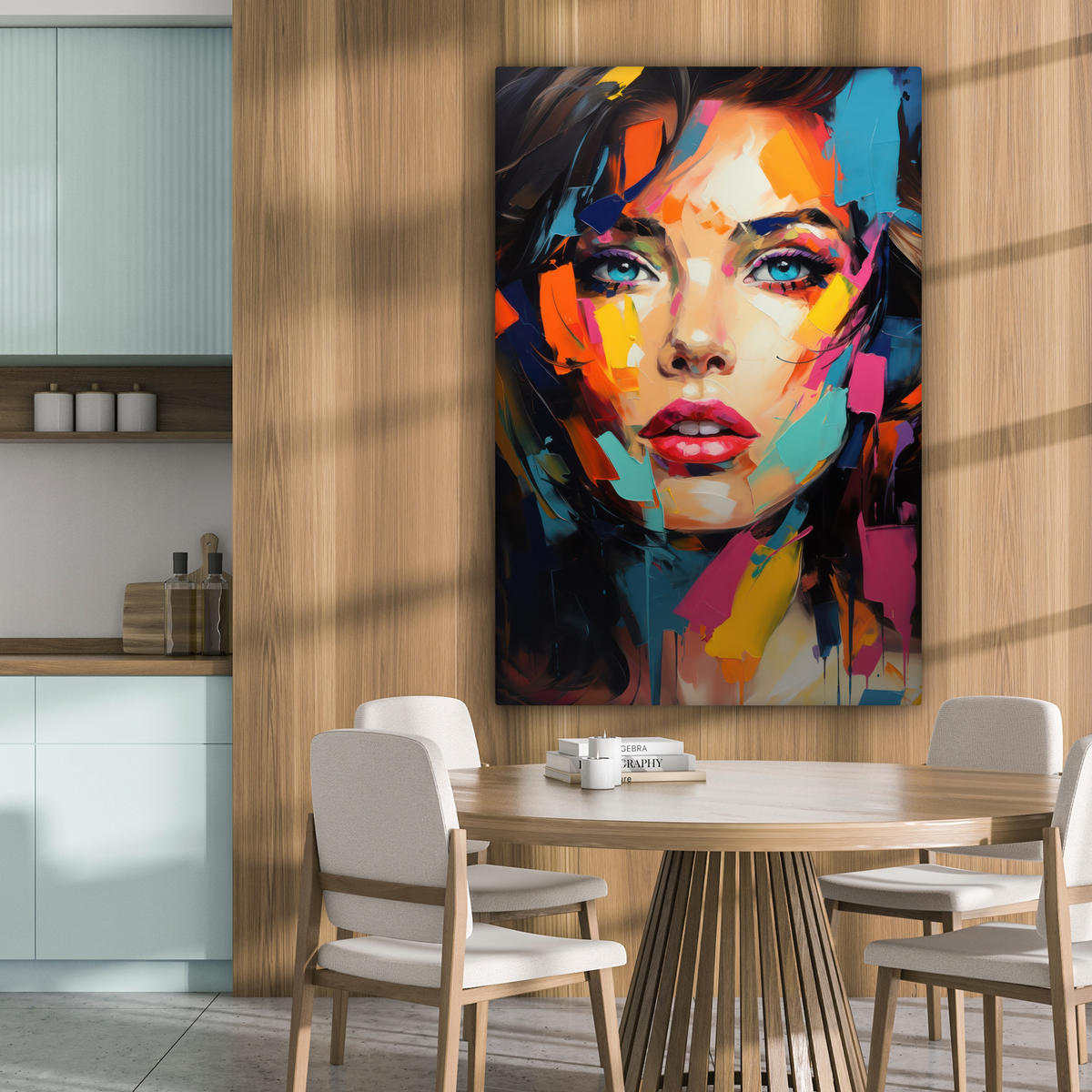 LEINWANDBILD Frau - Porträt - Farbenfroh - Kunst 90x140 cm - Multicolor, Textil (90/140cm) - MuchoWow