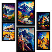 POSTER Set Mit 6 Im Ölgemälde Stil A3 & A4 Rahmenlos - Klar, Papier (29/3cm) - Nacnic