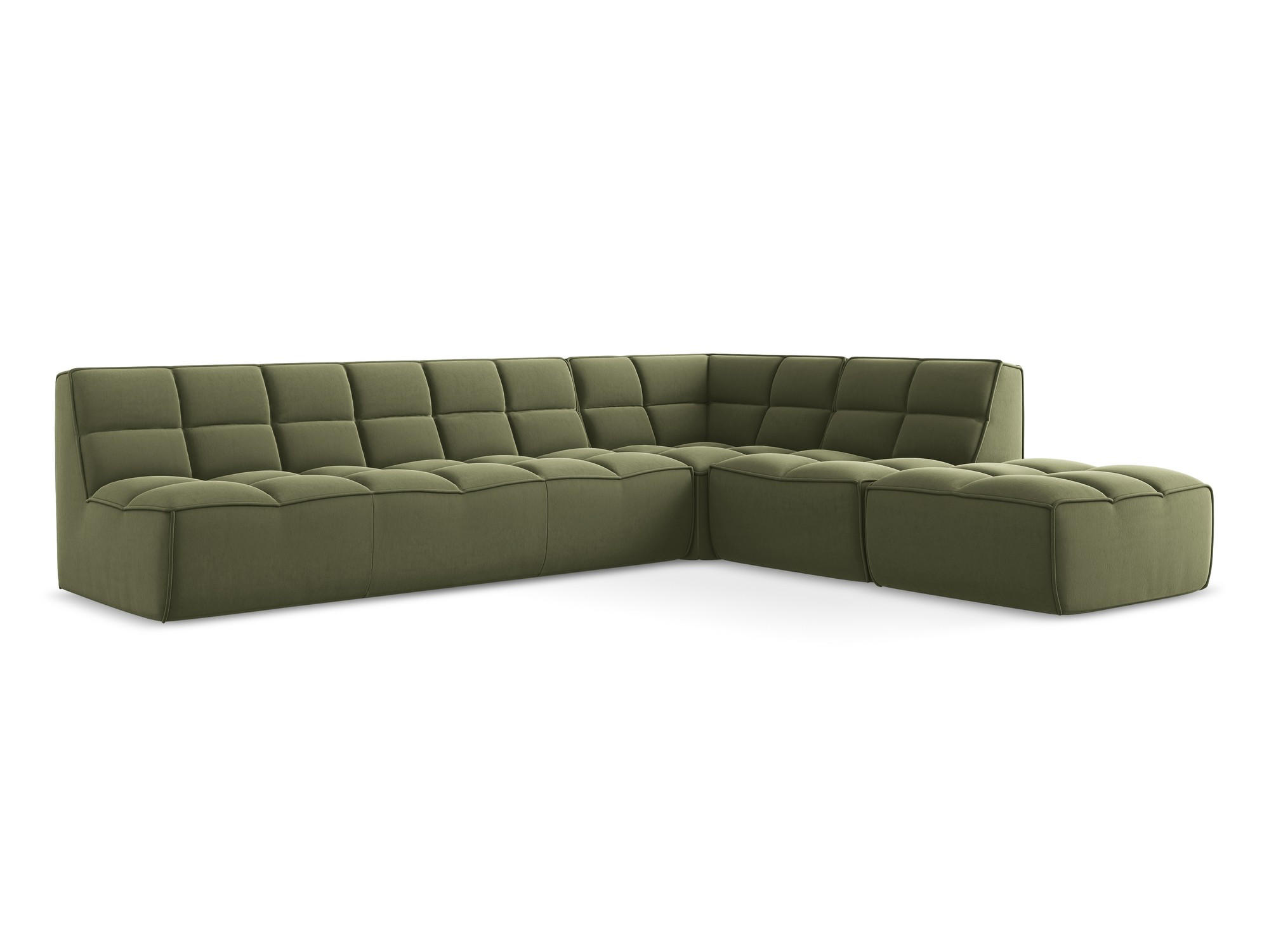 ECKSOFA Beidseitig Samt Stoff Grün - Schwarz/Olivgrün, Kunststoff/Textil (308/258cm) - Makamii