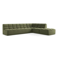 ECKSOFA Beidseitig Samt Stoff Grün - Schwarz/Olivgrün, Kunststoff/Textil (308/258cm) - Makamii