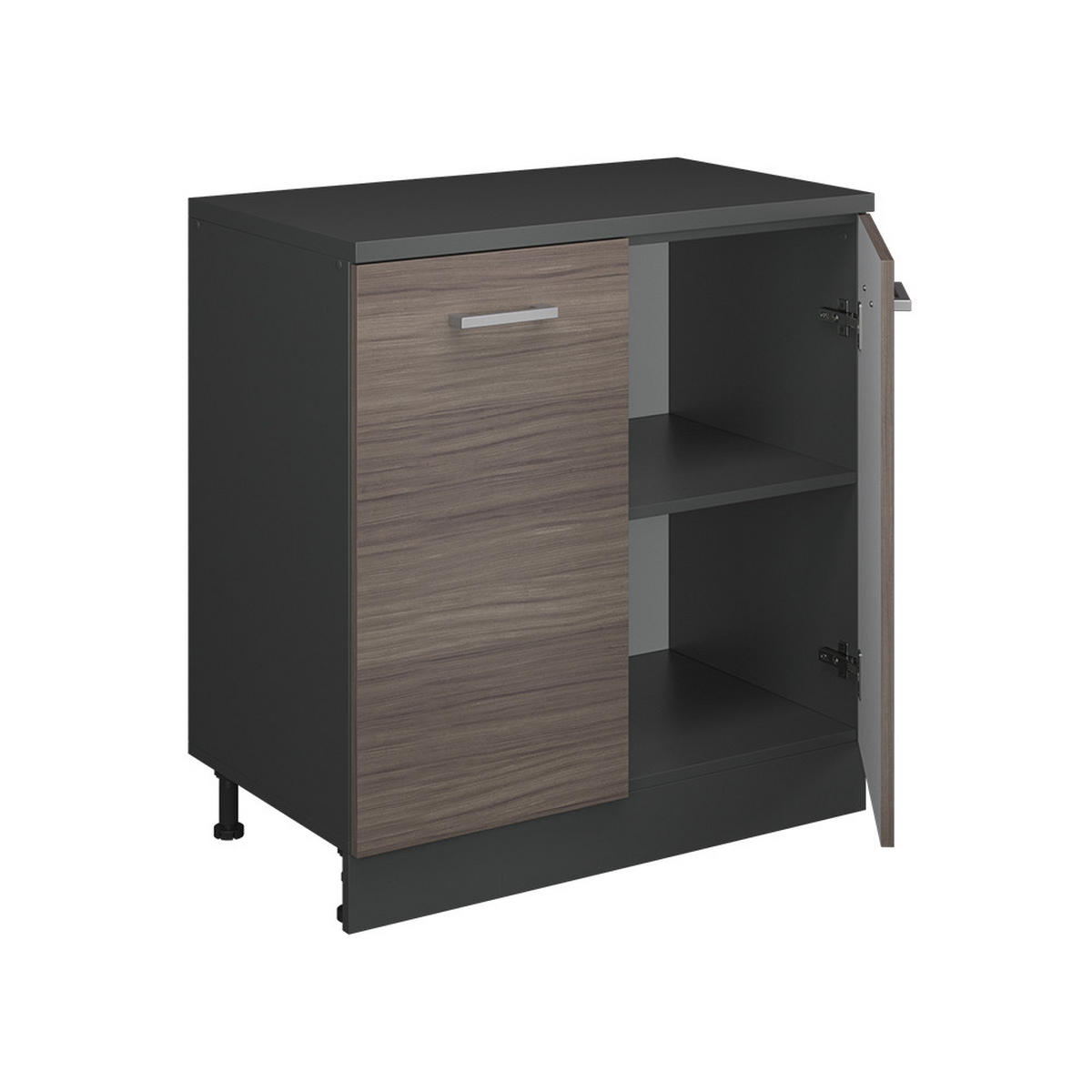 KUHINJSKA OMARA ZA POŠEVNE STREHE R-Line, Žlahtna siva, 80 cm brez naklona z 2 vrati - siva/antracit, leseni material (80/83.8/46cm) - Vicco