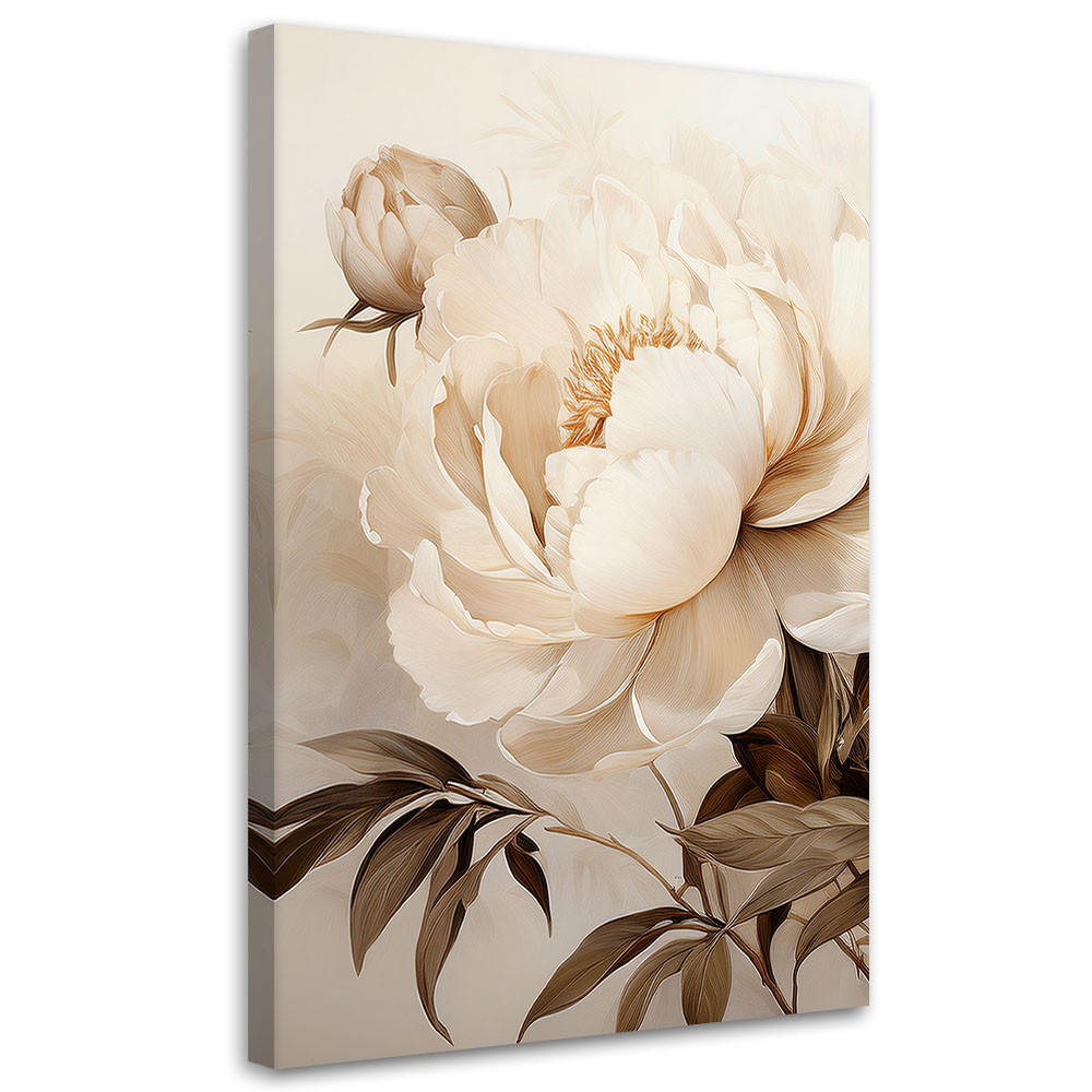 LEINWANDBILD Pfingstrosen Blumen in Beige 40x60cm - Beige, Textil (40/60cm) - Feeby