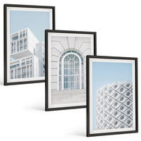 BILDER SET 3er Set - 40x60 cm Schwarzer Rahmen - Moderne Architekturgeometrie - Schwarz, Kunststoff (40/60cm) - TULUP